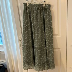 Madewell Sage Floral Tiered Midi Skirt - XS